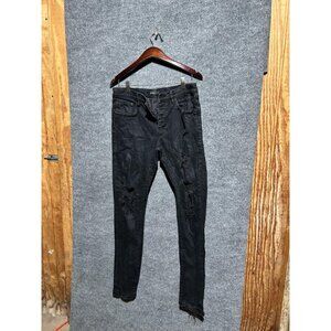 Purple Brand Jeans Mens 31x33 Black Skinny Distressed Ripped Faded Denim Pants